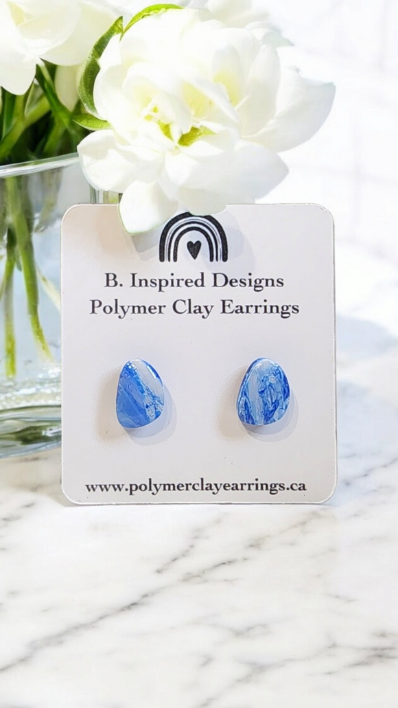 Jelly Bean Studs in Blue/ White