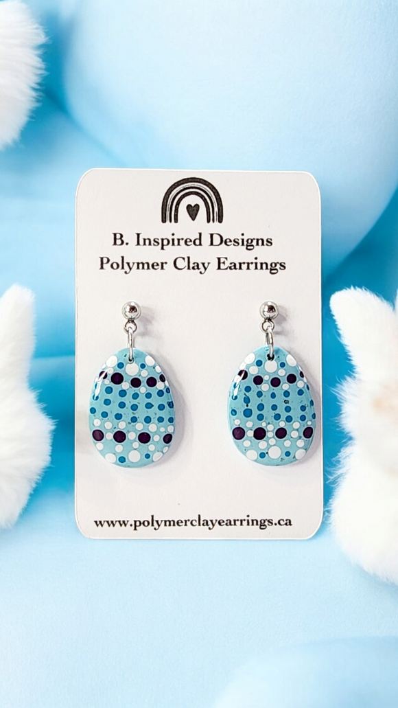 Dotted Easter Egg Dangles- Blue