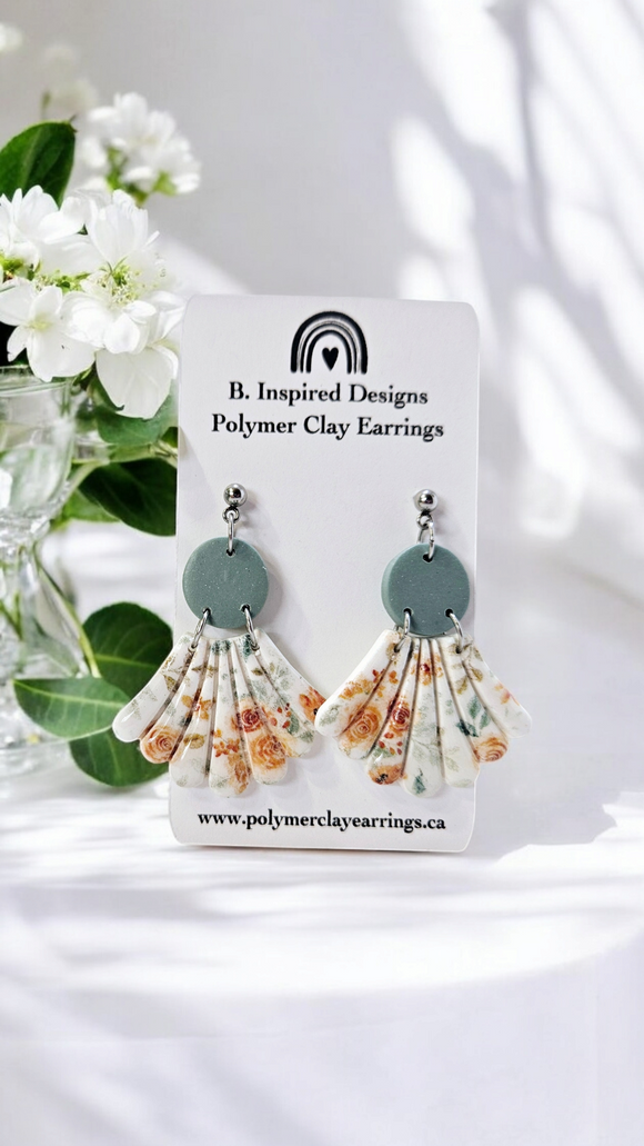 Floral sage fan dangles