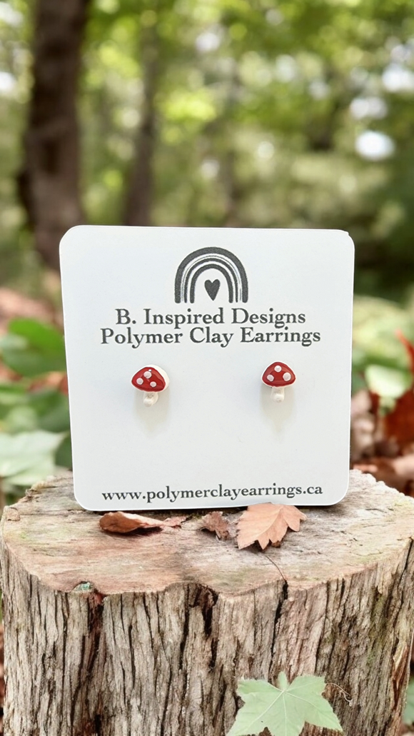 Micro Mushroom Stud (Red)