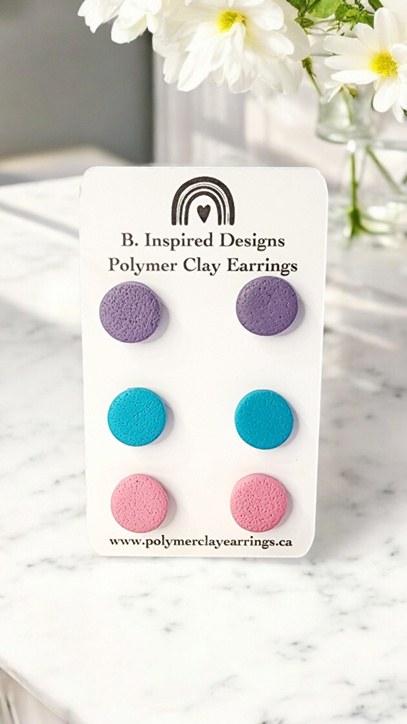 Purple, Teal & Pink Stud Set