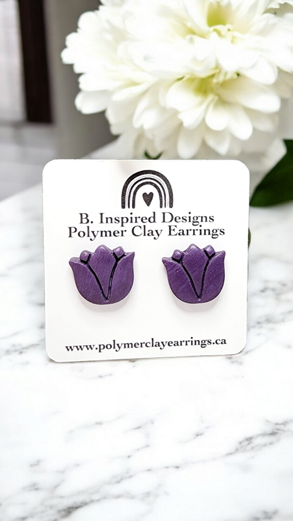 Tulip Studs in Deep Purple