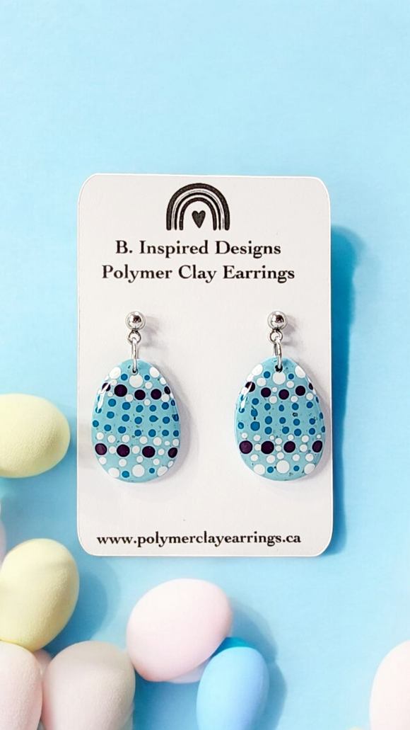 Dotted Easter Egg Dangles- Blue