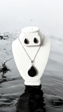 Teardrop Earring & Necklace Gift Set in Black Sparkle