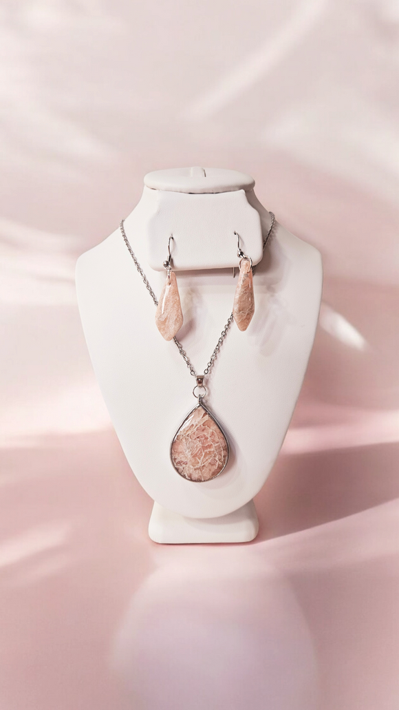 Rose quartz necklace set