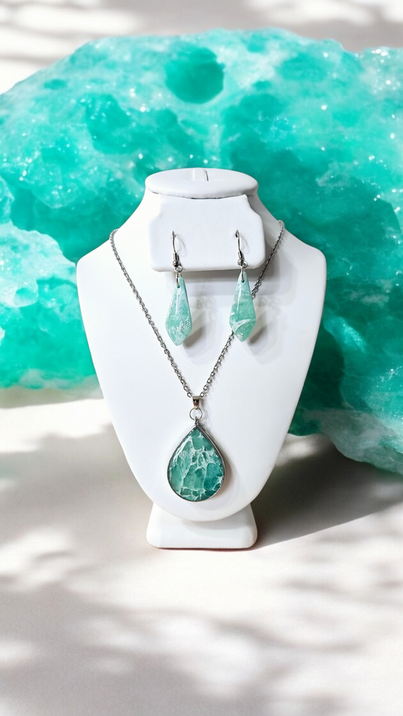 Turquoise quartz necklace set