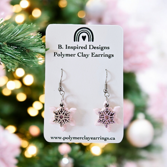 Pink Snowflake Dangles