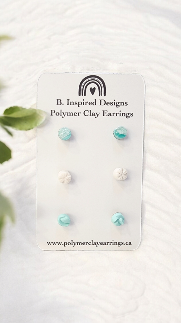 Teal Sand Dollar Micro Stud Pack